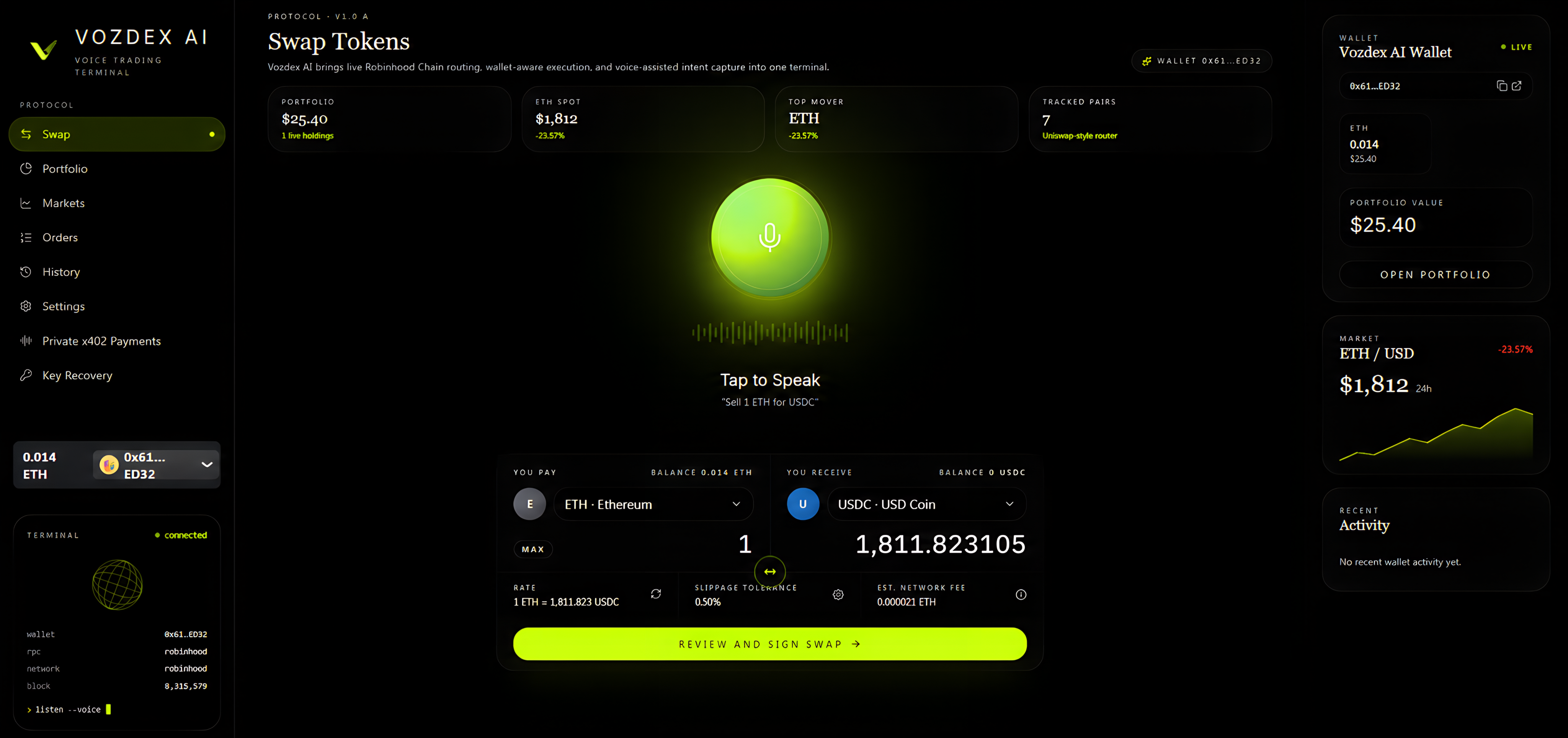 Vozdex AI — Voice Trading Terminal